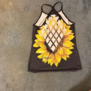 Luckless Women's Sunflower Tank Top - Black and Yellow
